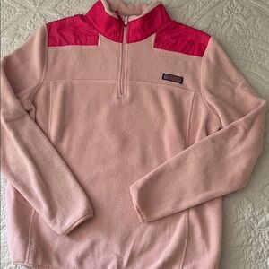 Vineyard Vines Pink and Red Quarter-Zip Fleece